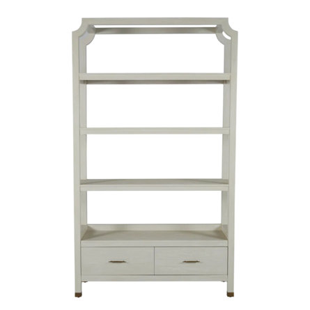 Tall, four-shelf bookcase with two drawers.