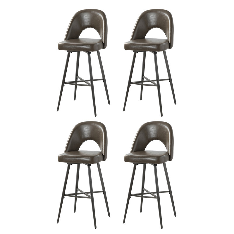 30" Bar Stool, Gray Faux Leather