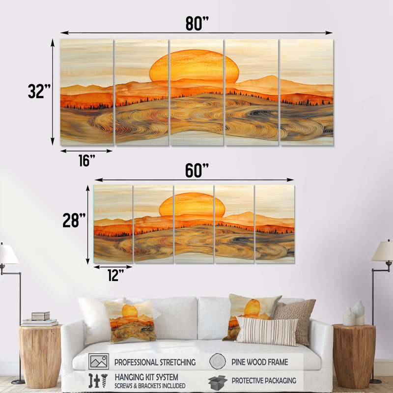 Roann - Forest Wall Art - Art mural traditionnel pour le salon, 5 pièces, H 28 po x l 60 po