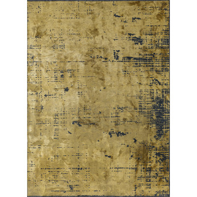 Yellow/Black Abstract Luxury Area Rug