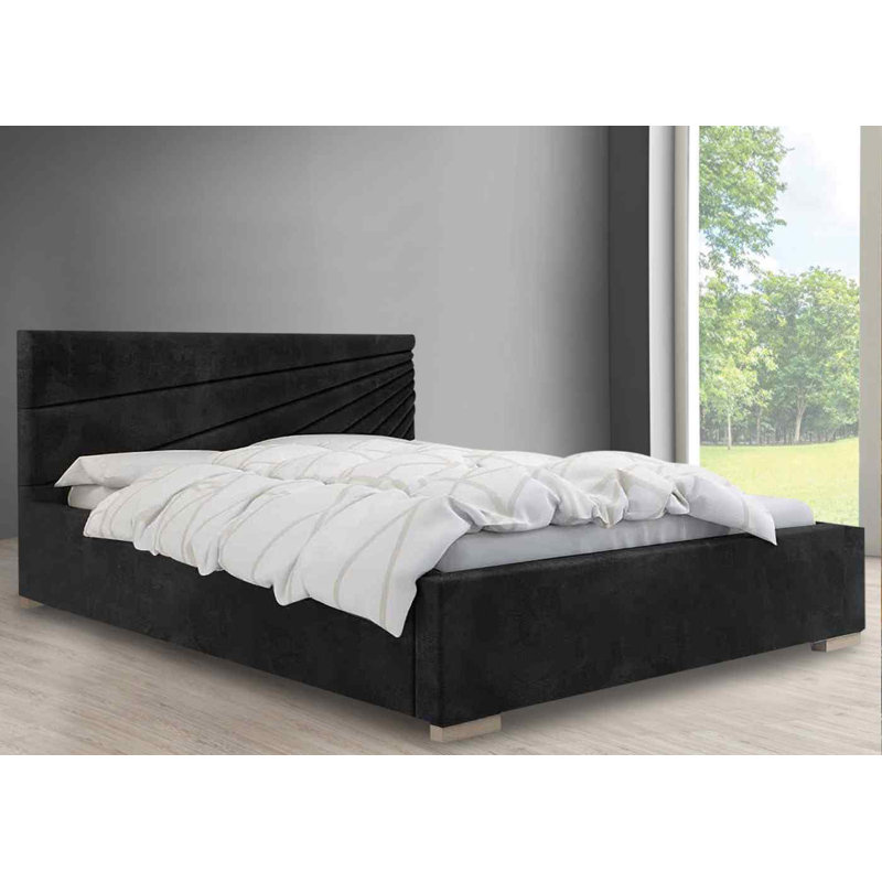 Upholstered Bed, Black, Single (3')