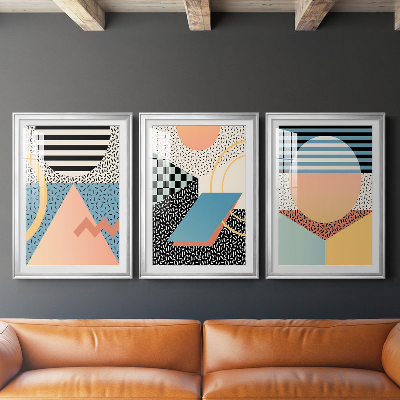 «Modern Memphis I», reproduction encadrée de qualité supérieure - prête à être accrochée, H 24,5 po x l 55,5 po x P 2,5 po
