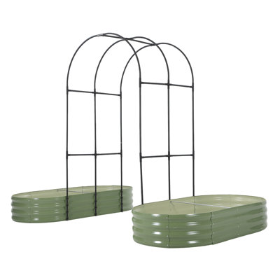 Système de treillis modulaire en métal arqué, support arqué noir de 87 po de hauteur pour jardin surélevé, structure de tonnelle robuste pour les légumes, les fleurs et les plantes grimpantes, ensemble de jardinage extérieur