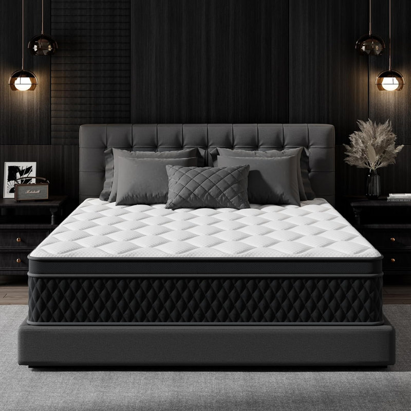 Hybrid Mattress in a Box,Individual Pocket coil, Medium Firm, Memory Foam Mattress, 12", Queen