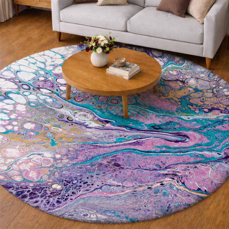 Premium Machine Washable Dream Shag ADS64 Abstract Rug, 8' Round