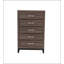 Grande commode rustique en chêne gris rustique avec 5 tiroirs, espace de rangement durable et spacieux pour les chambres à coucher modernes