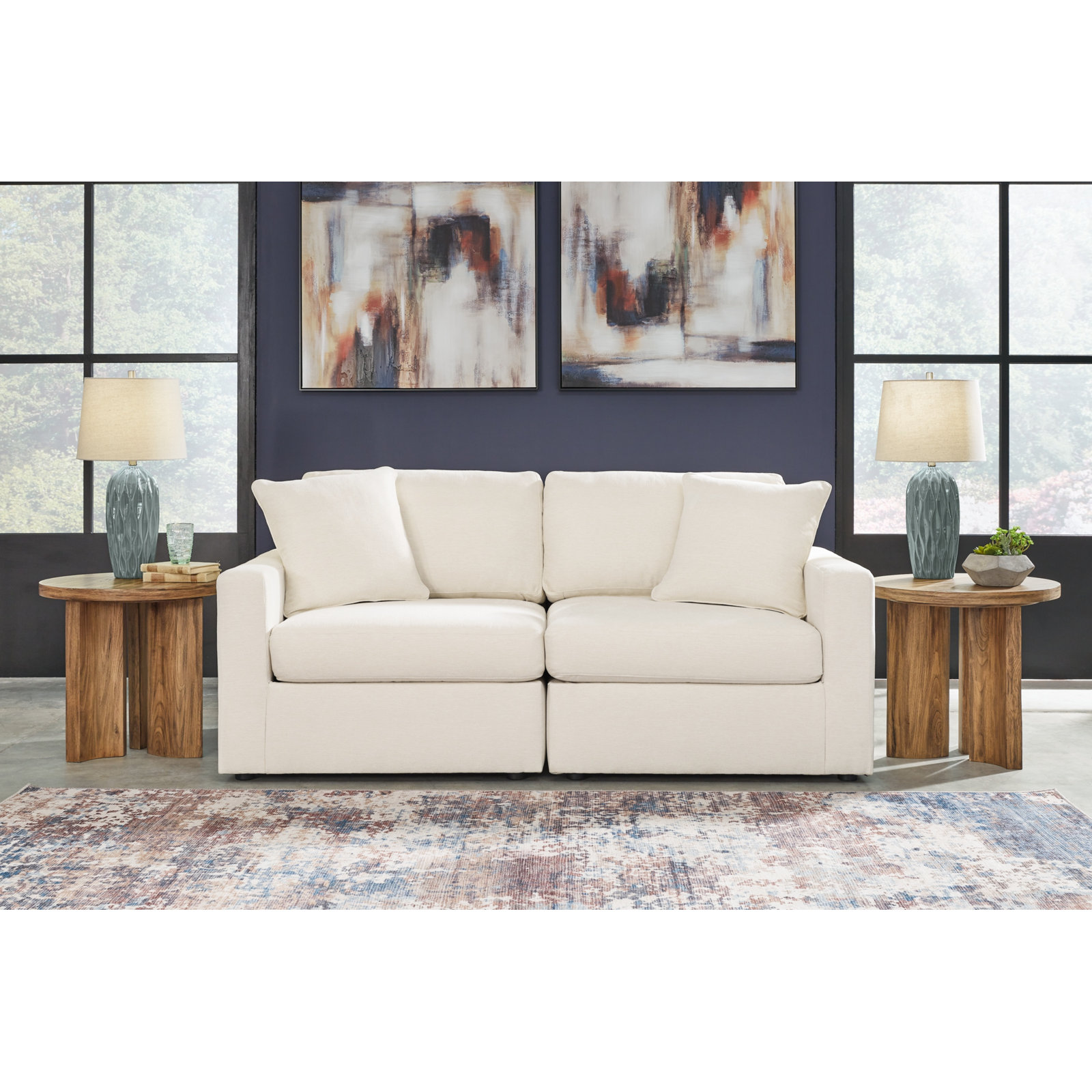 76" Modular Loveseat, White