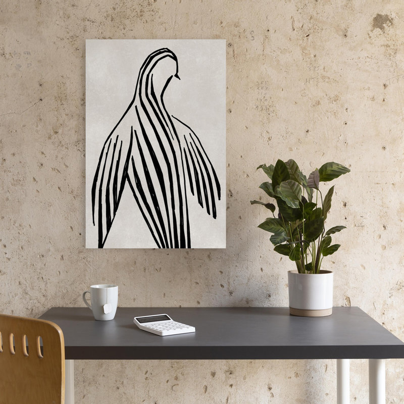 Elegant Striped Dove Abstract Elegant Minimalist Bird Wall Art Print 1 Piece Wrapped Canvas Wall Art, 45.72cm H x 30.48cm W