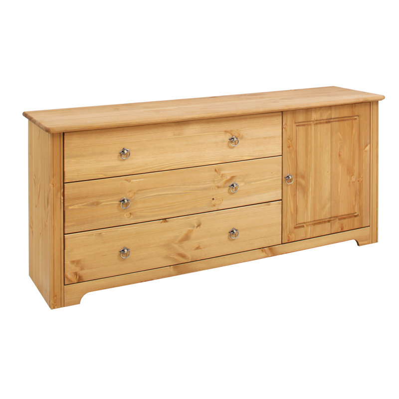 Manderson Solid Wood 152cm W 3 - Drawer Chest of Drawers, Oiled 