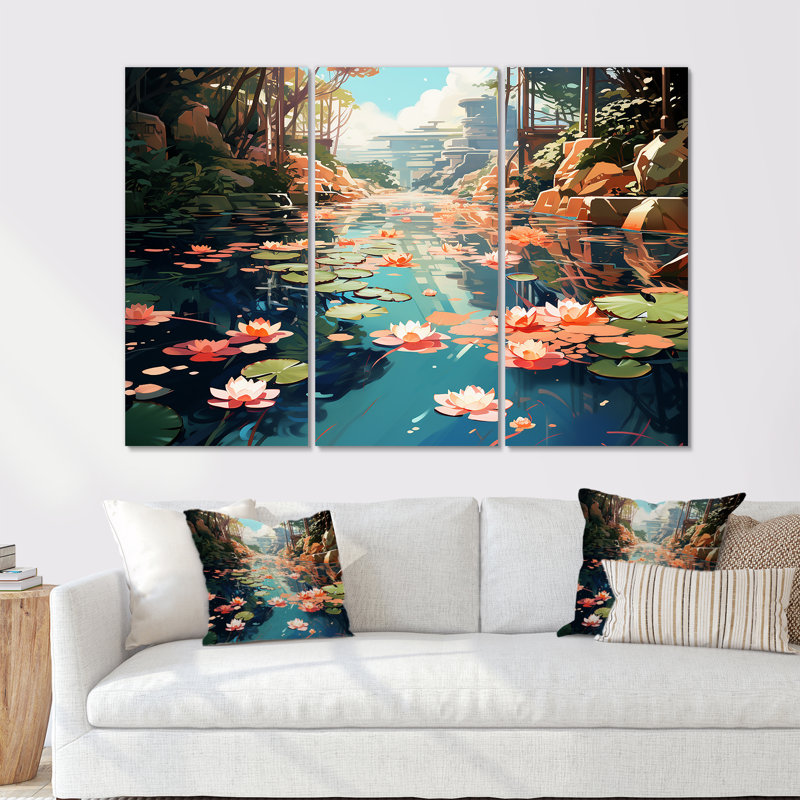 «Monets Garden Revisité Landscape II - Classics», art mural, Toile tendue, H 40 po x l 60 po x P 1 po