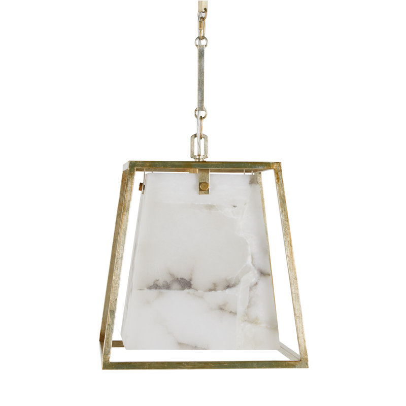 Stacey 4 - Light Unique / Statement Geometric Chandelier with Alabaster Accents, Champagne Silver