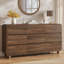 Commode moderne à 9 tiroirs en noyer avec coins arrondis, grand coffre de rangement sans poignées, idéal pour la chambre, la chambre d'enfant, le salon et l'entrée.-394478312