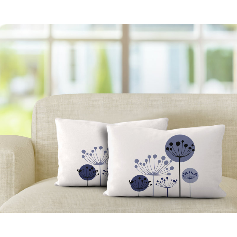 Polyester / Mélange de polyester Housse de coussin rectangulaire intérieure / extérieure lombaire et insert, Bleu marine