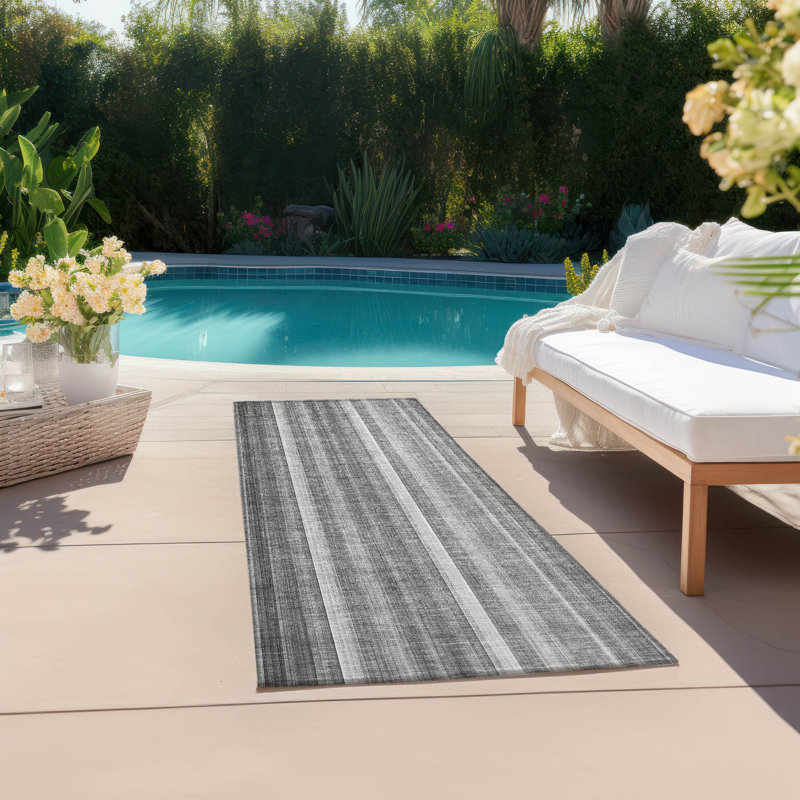 Kinslee Washable Striped Indoor / Outdoor Rug, Runner 2'3" x 7'6"