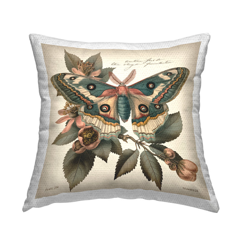 Coussin d'extérieur imprimé vert à motif papillon de nuit par Steve Huntziker
