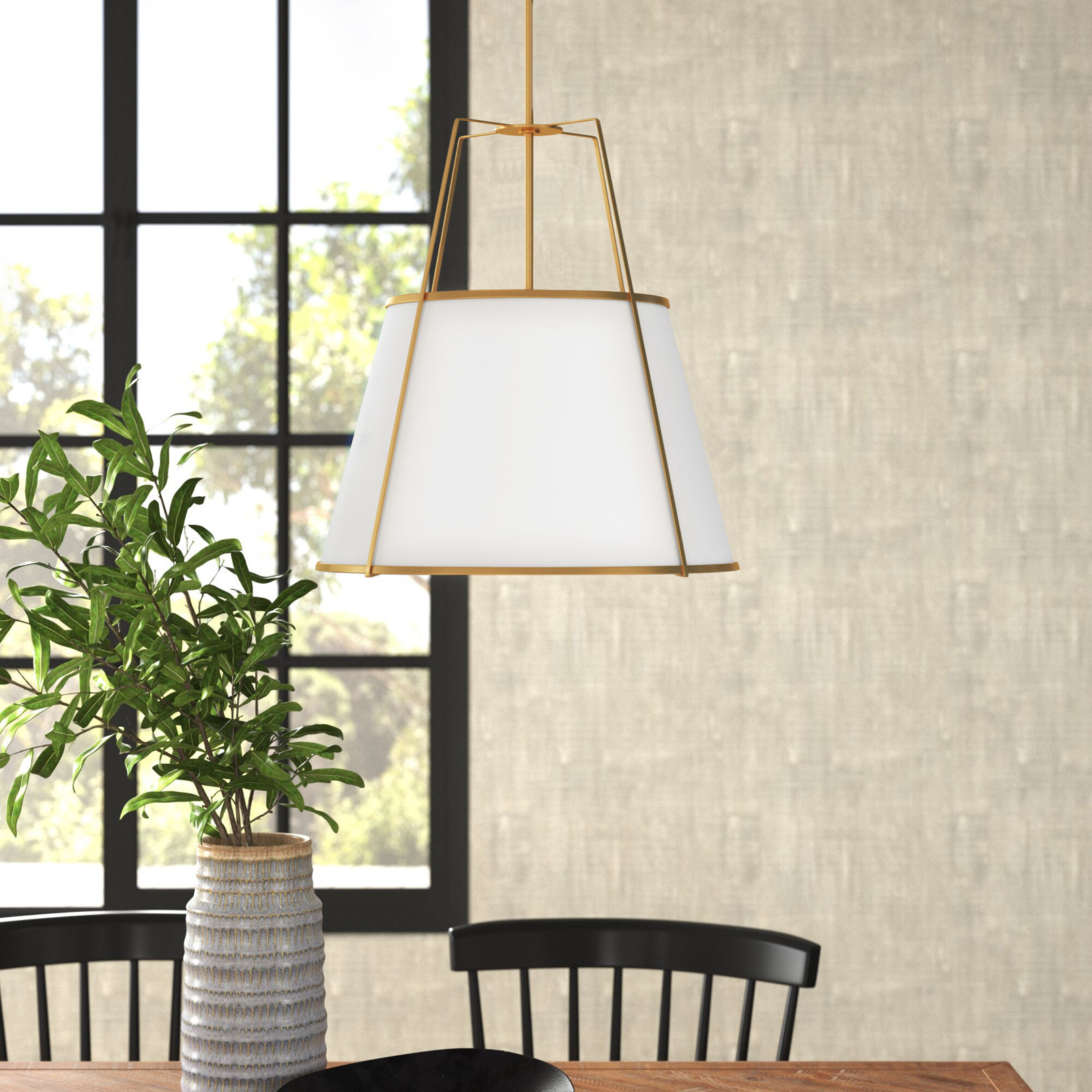 Rosalyn 1 - Light Single Empire Pendant, Gold, White/Gold