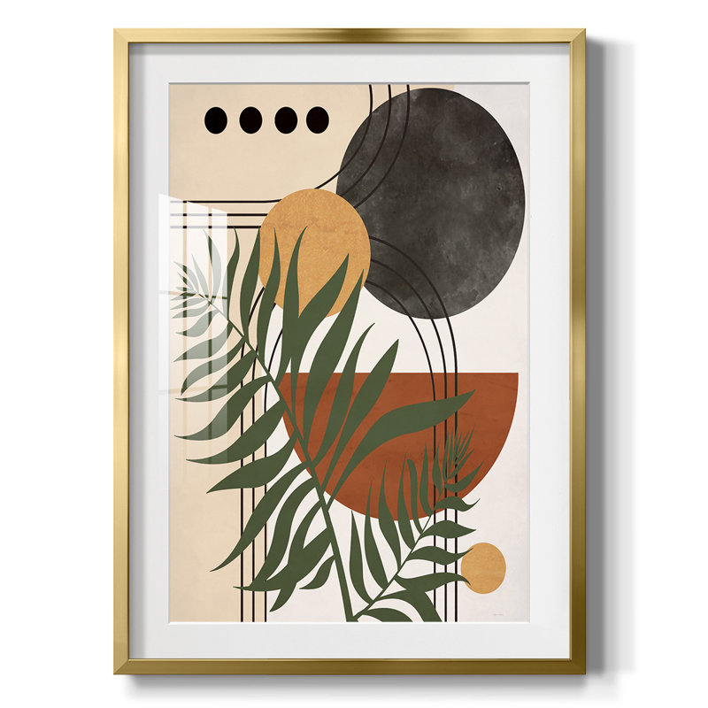 Contemporary Palm II - reproduction encadrée, H 25,5 po x l 17,5 po, Doré