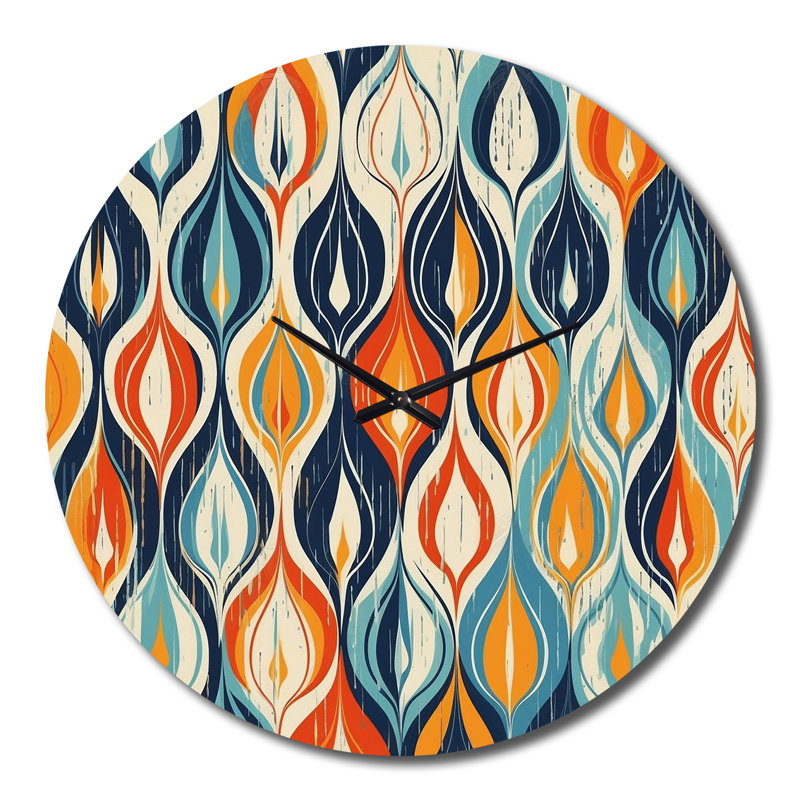Horloge murale orange et bleue, Très grand