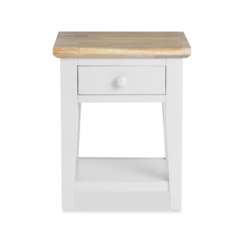 Decatur Side Table with Storage, White