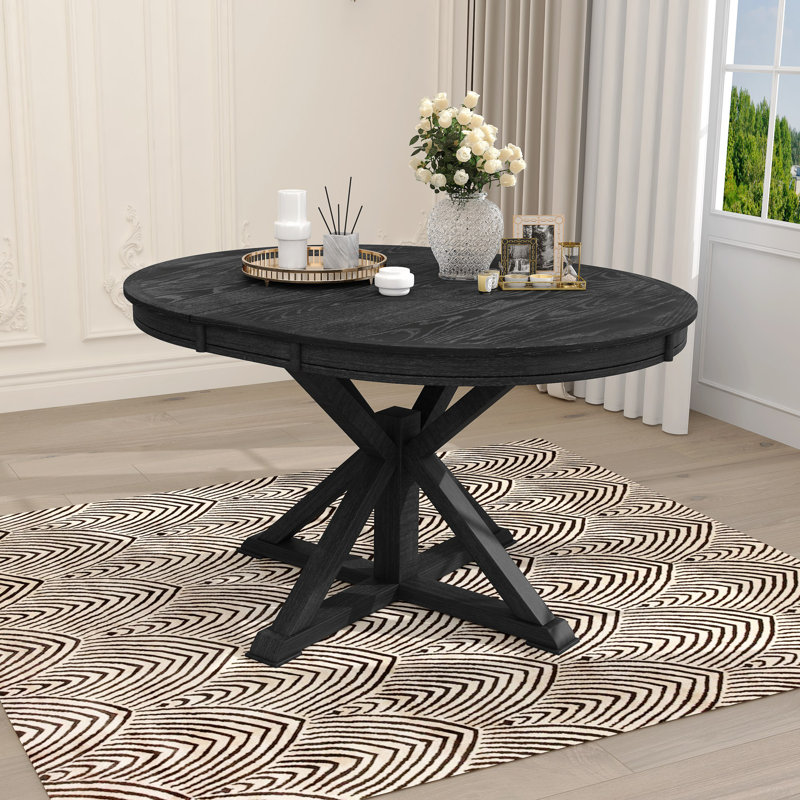 Table de salle à manger rétro avec rallonge fonctionnelle de 12 po pour la salle à manger et le salon (espresso), Espresso