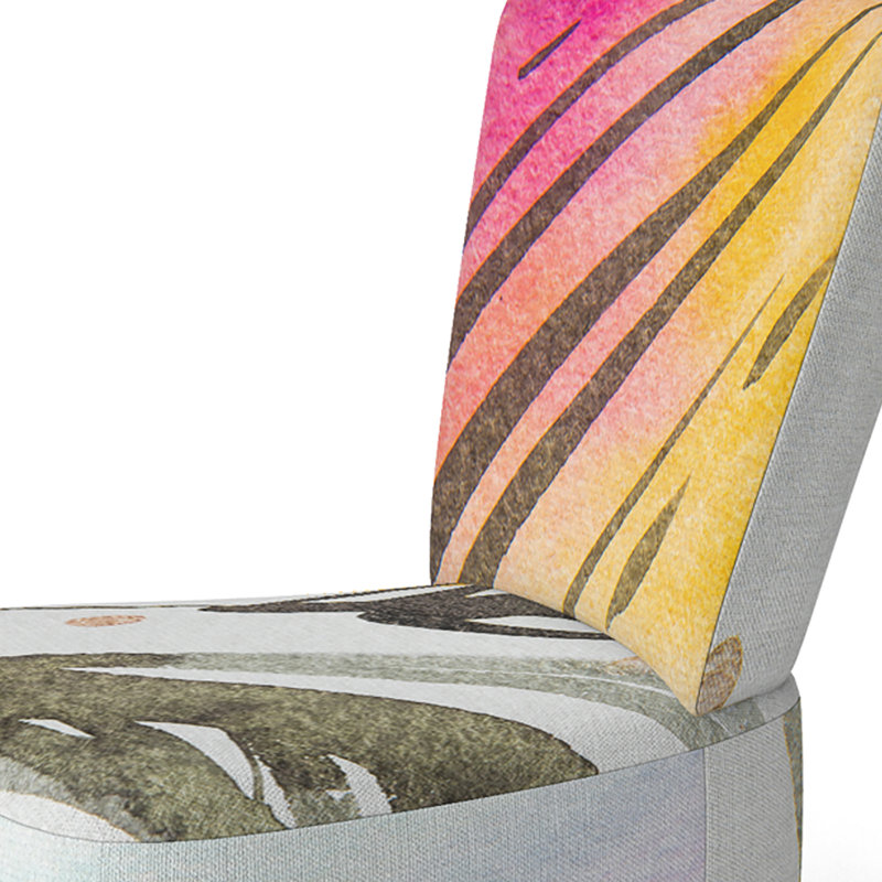 Accent Chair, Beige Floral Pattern Upholstered Decor - Beige Floral Pattern II, Yellow/Green