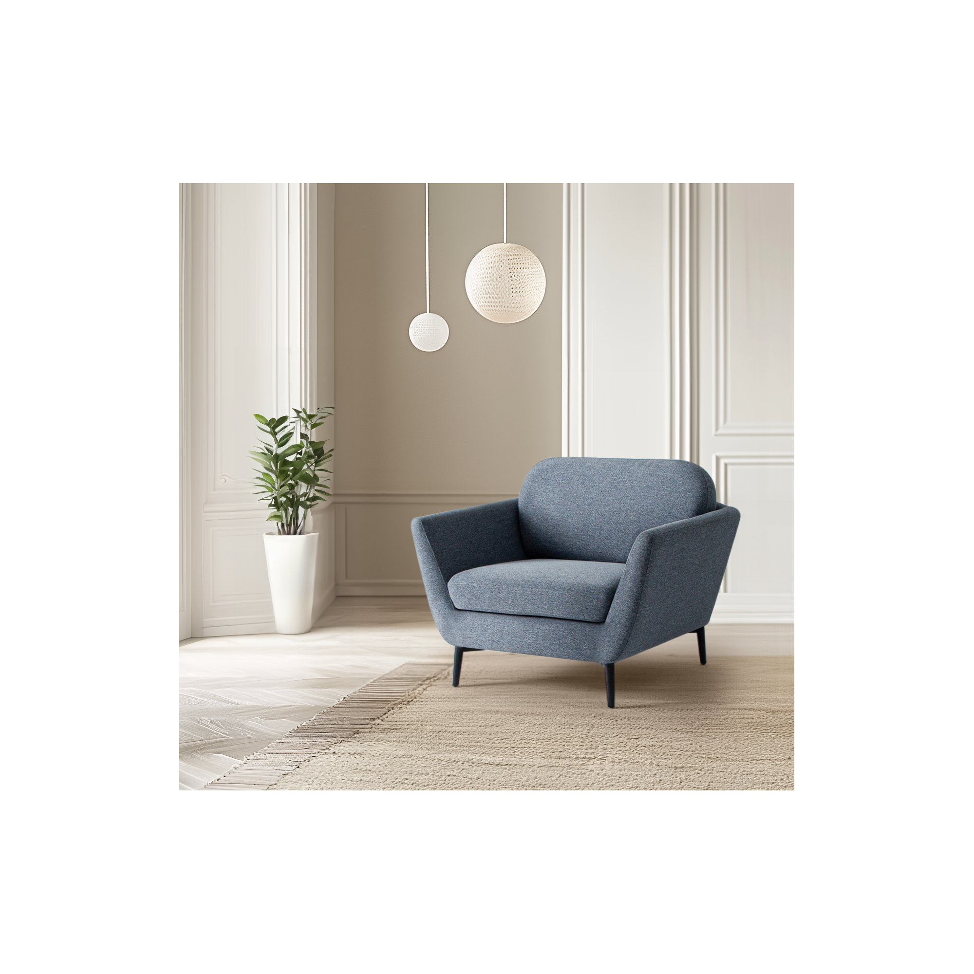 Tyndall Upholstered Armchair, Sky Blue Performance Basketweave