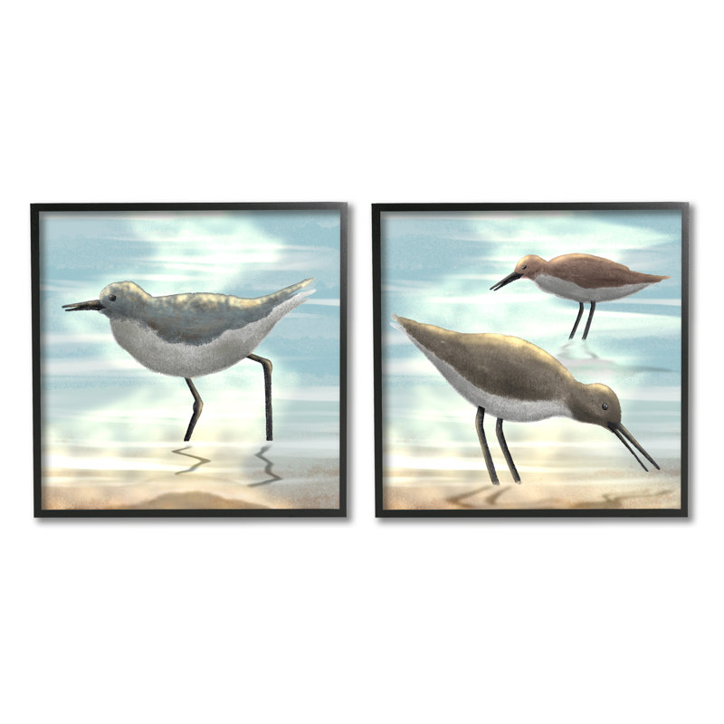 «Dawning Friends Sandpiper Coast» par Marcus Prime, ensemble de 2 impressions sur bois, H 12 po x l 24 po x P 1,5 po