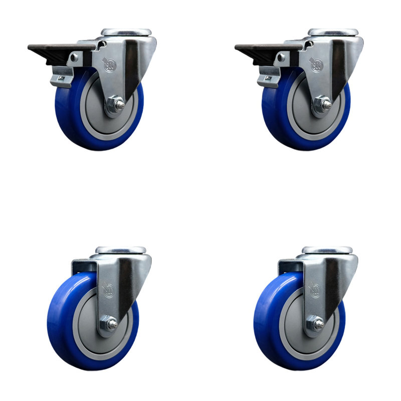 4-Piece Polyurethane Caster Set, Gray
