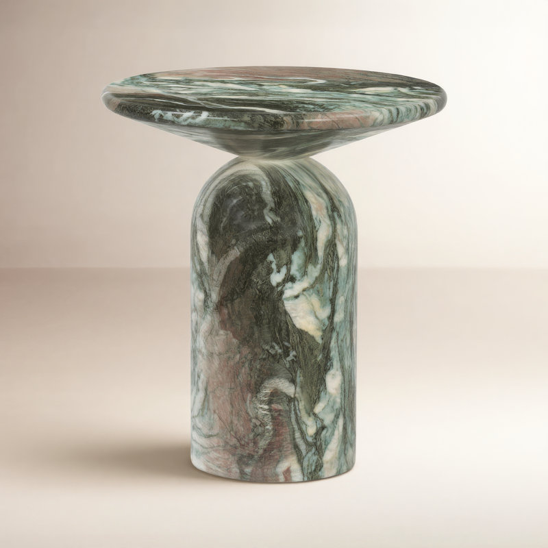 Table de bout en résine Dalissa avec finition en marbre, Marbre vert