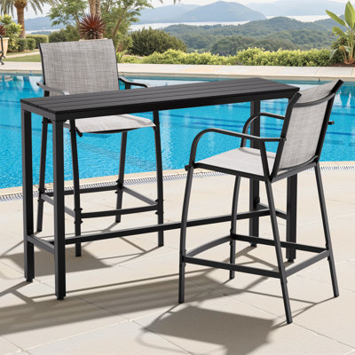 2-Person Patio Outdoor Dining Set (3-Piece Set, Rectangular Table)