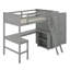 Twin Size Loft Bed With Desk, Shelves And Wardrobe-1817821224