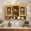 Armoire coulissante 35,4 "à 2 portes avec trois niveaux d'espace de rangement, convenant aux salles de bain, cuisines, salles à manger, naturel-101701604