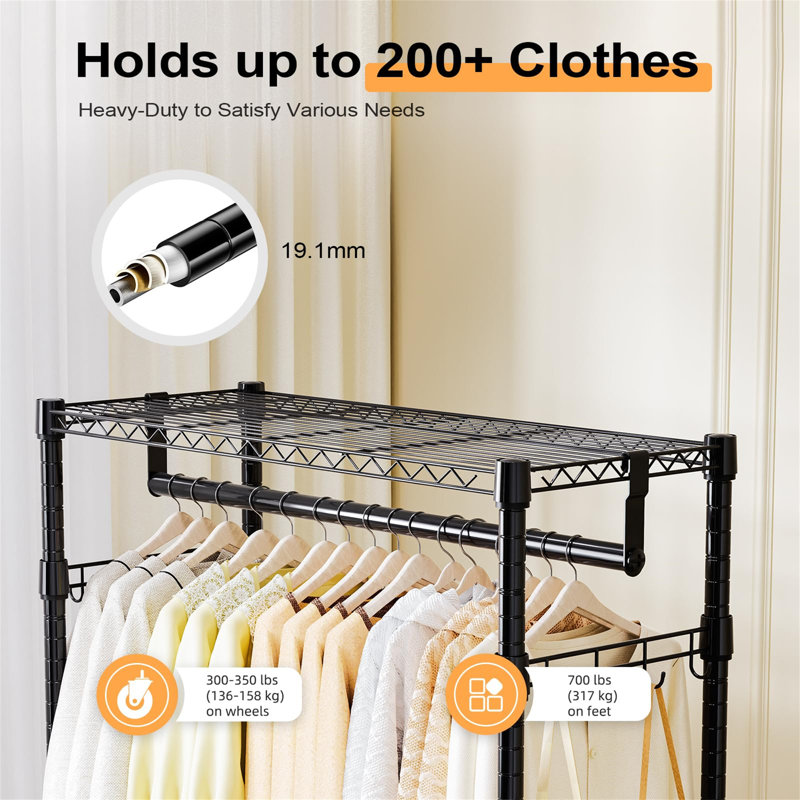 75cm Rolling Clothing Rack, Black