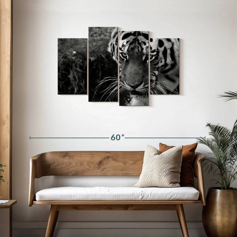 Tigre noir et blanc Brampt, H 27 po x l 43 po