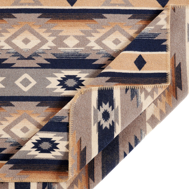  Mesa  Wool Blend Aztec Design Southwestern Throw Blanket, Twin