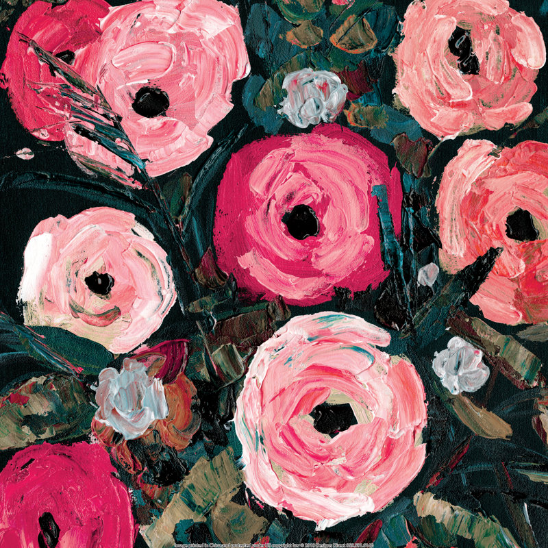 Impression de fleurs magenta sur toile, H 36 po x l 36 po