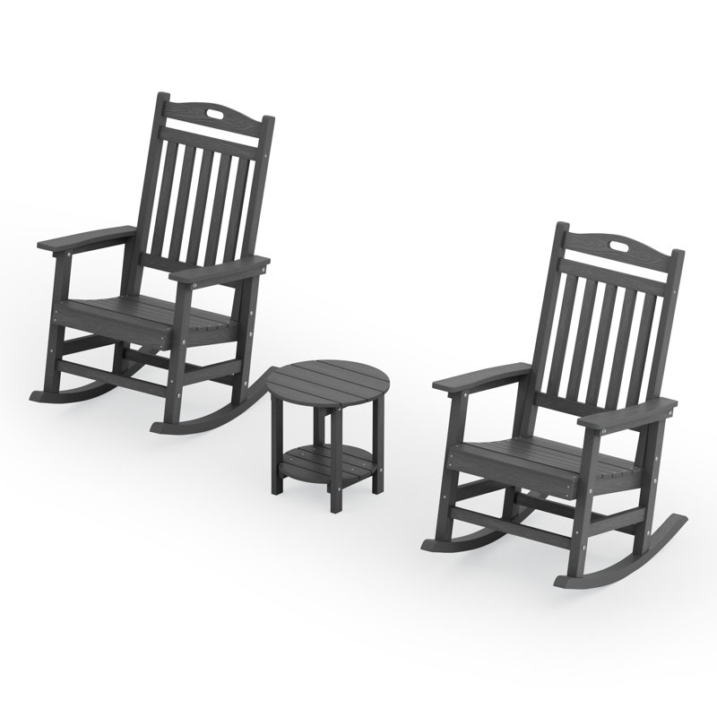 Rocking Outdoor Adirondack Chair With Table, Gray