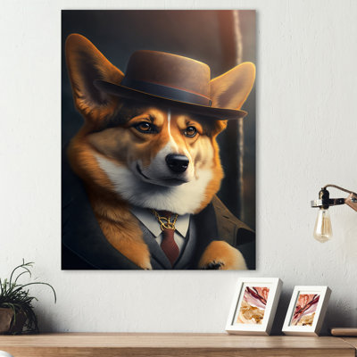 Mafia Corgi - Dog Corgi Gangster Mafia Large Wall Art