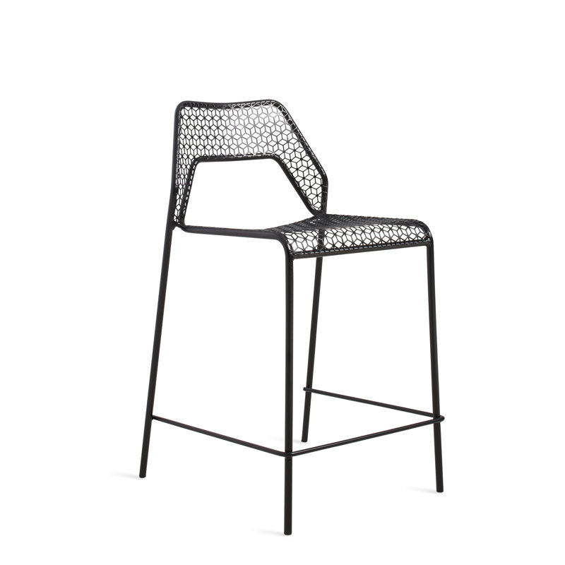 Hot Mesh Outdoor Bar Stool, Black, Counter Stool (24.4" Seat Height)