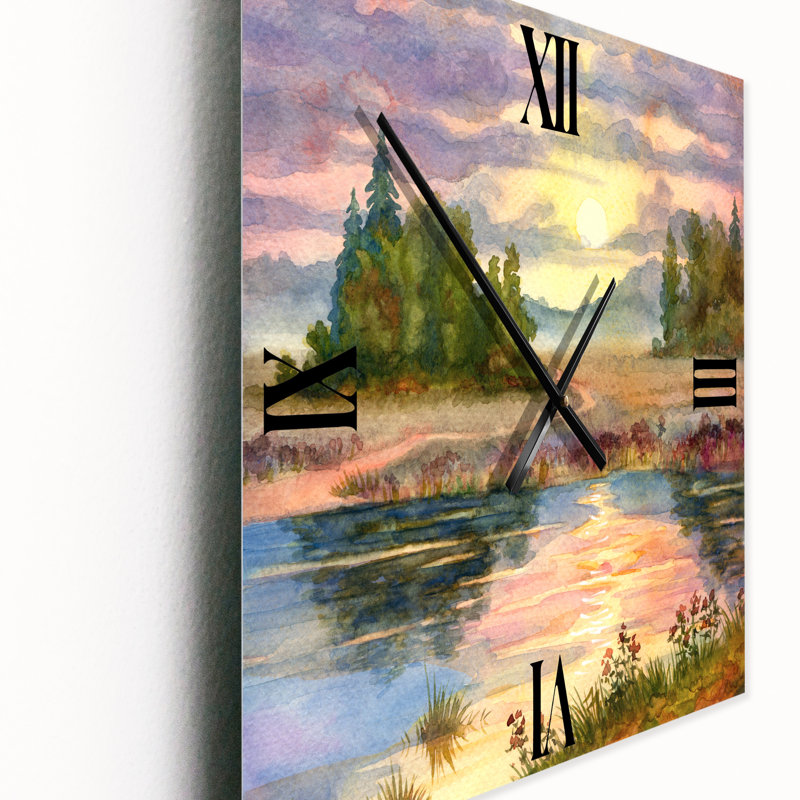 Horloge murale coucher de soleil sur le lac I, Moyen