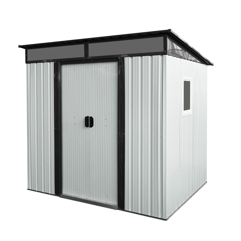 6Ft By 5Ft Metal Storage Room - & Waterproof With Gloves Garden Shed 6X5ft All-Weather Transparent Plate, Black
