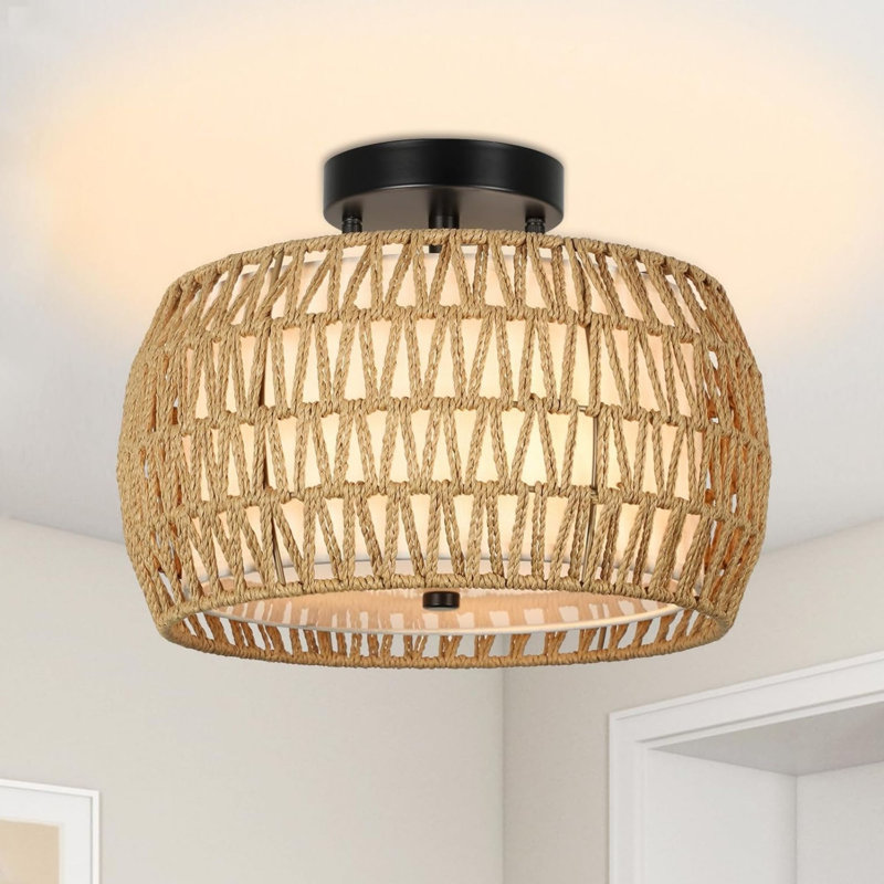 Caryle Rattan Semi Flush Mount