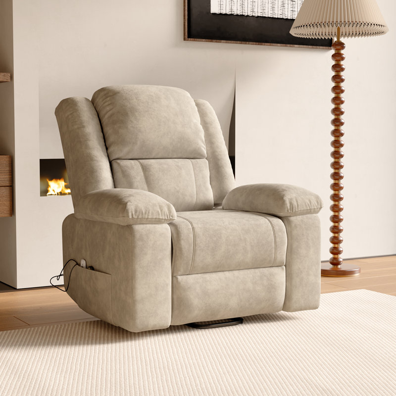 Heated Massage Chair, Beige Suede 