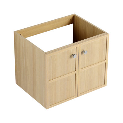 Freestanding Bathroom Vanity Whit Ceramic Sink, 2-Soft Closing Door, Oak, Plywood