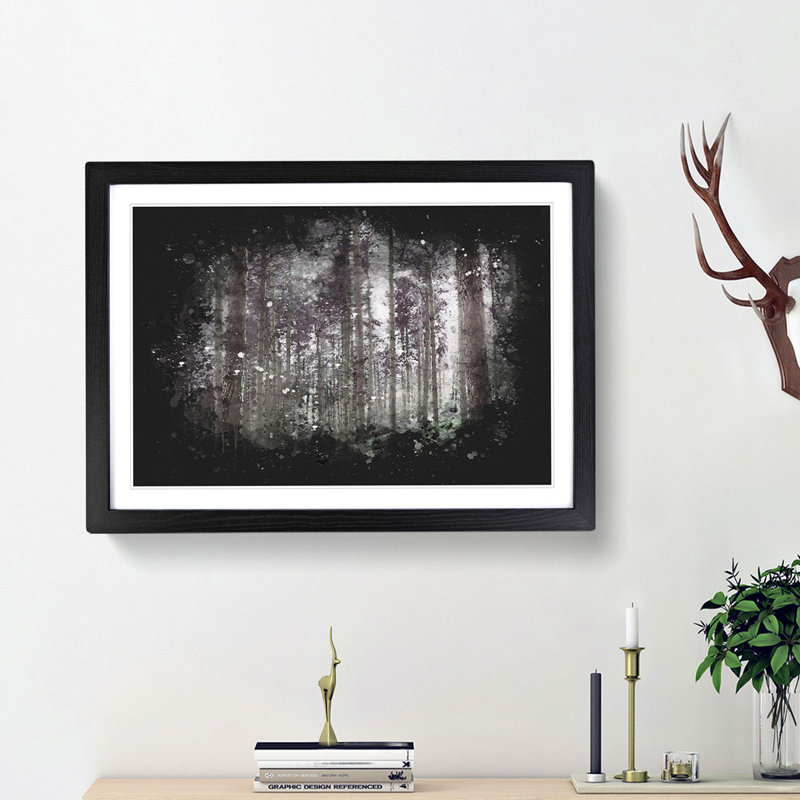 Pretty Forest - Picture Frame Graphic Art Print, 24cm H x 33cm W x 2cm D, Black Framed