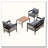 5-Piece Modular Outdoor Iron Sofa Set with PE Rattan and Wood-Plastic Table-826403769