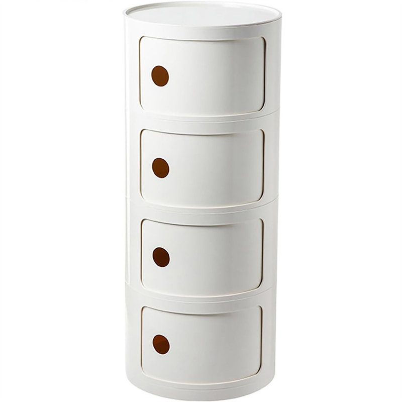 Modern Stackable Round Nightstand with Storage – 4-Tier Side Table Cabinet with Drawers, Beige