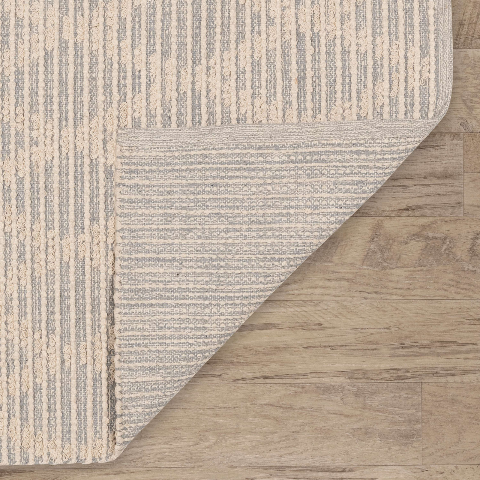 Textured Diamond Grey/Ivory Handwoven Cotton Rug, Runner 2'6" x 8'