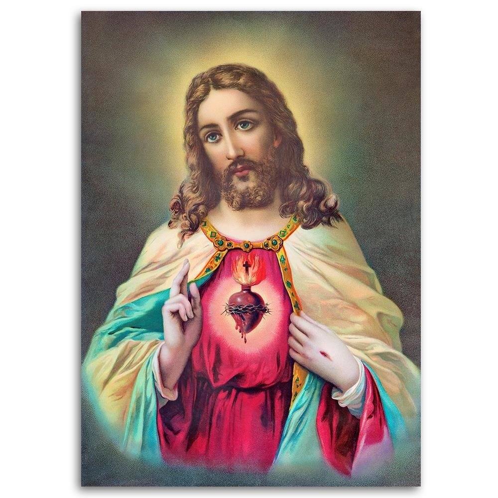 Leinwandbild - Grafikdruck „Heart of Jesus Christ”