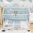 Metal Floor Bed With Guardrails, House-Shaped Design-1108250087-1108250084